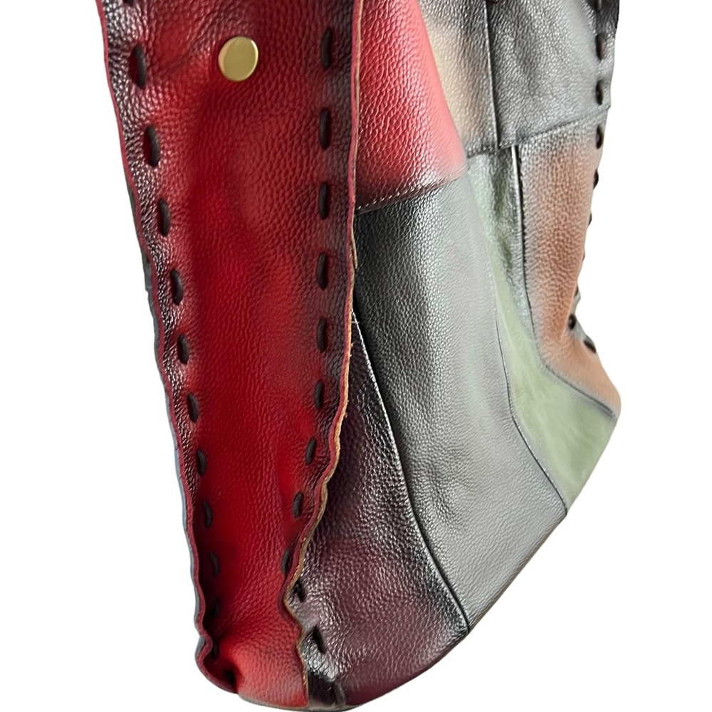 Colorblocked Patchwork Colorful Leather Handbag - Picture 6 of 14